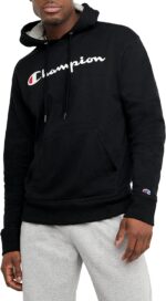 Champion Men's Pullover Graphic Fleece Hoodie, Standard Fit, Midweight Fleece, Classic Script Logo