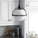 Cieonna 9.38" Wide Pendant with Glass Shade in Blackened Bronze/White Milk - Image 2