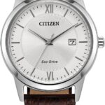 Citizen Men's Classic Eco-Drive Leather Strap Watch, 3-Hand Date