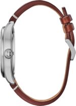 Citizen Men's Sport Casual Garrison 3-Hand Date Eco-Drive Leather Strap Watch, Arabic Markers, Stainless Steel, Field Watch - Image 2