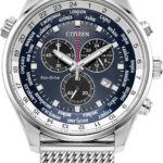 Citizen Men's Sport Luxury Eco-Drive Chronograph Watch, 12/24 Hour Time, Date, 100 Meters Water Resistant, Stainless Steel