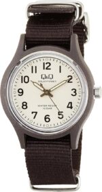 Citizen Q&Q Analog Solar Wristwatch, Water Resistant to 10 ATM, Nylon Strap