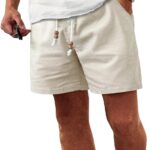 Comdecevis Men's 5" Linen Shorts Casual Elastic Waist Drawstring Shorts for Lounge Summer Beach Vacation