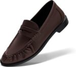Coutgo Penny Loafers for Women Comfortable Slip on Shoes Collapsible Heel Closed Toe Dressy Casual Work Flats
