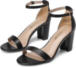DREAM PAIRS Women's Chunky Block Heel Sandals, Open Toe Ankle Strap Dress Shoes, Comfortable Wedding Guest Heels for Party, Prom and Formal Events