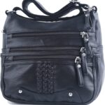 ELDA 10 Pockets Crossbody Purse for Women Medium Pocketbooks Ladies Soft PU Leather Shoulder Bag Ladies Top Handle Satchel