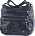 ELDA 10 Pockets Crossbody Purse for Women Medium Pocketbooks Ladies Soft PU Leather Shoulder Bag Ladies Top Handle Satchel