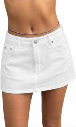 EMMIOL Women Denim Skort Skirt Stretchy Mid Waist Y2K Sexy Mini Skirts Dressy Casual Jean Skorts