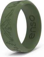 Enso Rings Bevel Classic Silicone Wedding Ring – Hypoallergenic Unisex Wedding Band – Comfortable Band for Active Lifestyle – 8mm Wide, 2.16mm Thick