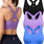 Evercute High Impact Sports Bras for Women 3/4/5 Pack, Adjustable Straps Padded Supportive Seamless Racerback Running Bras