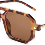FEISEDY Vintage Square 70s Flat Aviator Sunglasses Women Men Classic Retro Stylish Frame UV400 Sunglasses B2622