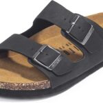 FITORY Mens Sandals, Arch Support Slides with Adjustable Buckle Straps and Cork Footbed Size 7-14.5