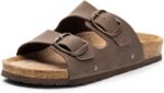 FITORY Womens Flat Sandals with Cork Footbed, Open Toe Arch Support Slides Adjustable Slip On Slippers for Summer 2026 Size 6-11