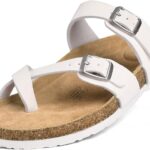FITORY Womens Leather Slide Sandals with Comfort Cork Footbed Size 6-11