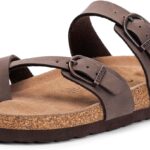 FITORY Women's Slide Sandals with Soft Cork Footbed, Comfort Arch Support Flat Sandals for Summer Size 6-11