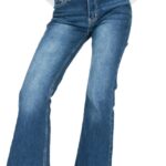 Forever 21 Women's Flare Denim High-Rise Slim Fit Stretch Jeans - Retro Y2k Style