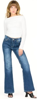 Forever 21 Women's Flare Denim High-Rise Slim Fit Stretch Jeans - Retro Y2k Style - Image 2