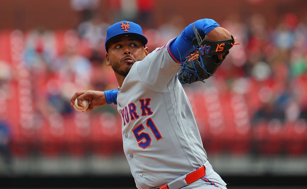 ST LOUIS, MISSOURI - APRIL 1: Freddy Peralta #51 of the New York Mets delivers a pitch against the St. Louis Cardinals in the first inning at Busch Stadium on April 1, 2026 in St Louis, Missouri. (Photo by Dilip Vishwanat/Getty Images)