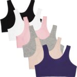 Fruit of the Loom Girls' Cotton Built -Up Stretch Sports Bra in Everyday Colors Pack