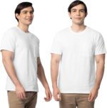 Fruit of the Loom Men's Eversoft Cotton Short Sleeve Pocket T-Shirts, Breathable & Tag Free, 2-Pack