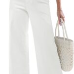 GRAPENT Wide Leg Jeans for Women Cropped Trendy High Waisted Welt Pocket Stretchy Denim Pants Distressed Trouser Jeans