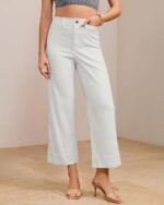 GRAPENT Wide Leg Jeans for Women Cropped Trendy High Waisted Welt Pocket Stretchy Denim Pants Distressed Trouser Jeans - Image 2
