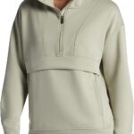 Gaiam Women's Popover Quarter-zip, Relaxed Cropped Fit, Stretch Midweight Material
