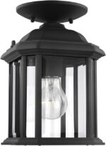 Generation Lighting 60029-12 Kent Outdoor Semi Flush Mount Convertible Pendant Outside Fixture, One - Light, Black, 1-Light, cETL Listed, Safety Rated for Wet Locations - Image 2