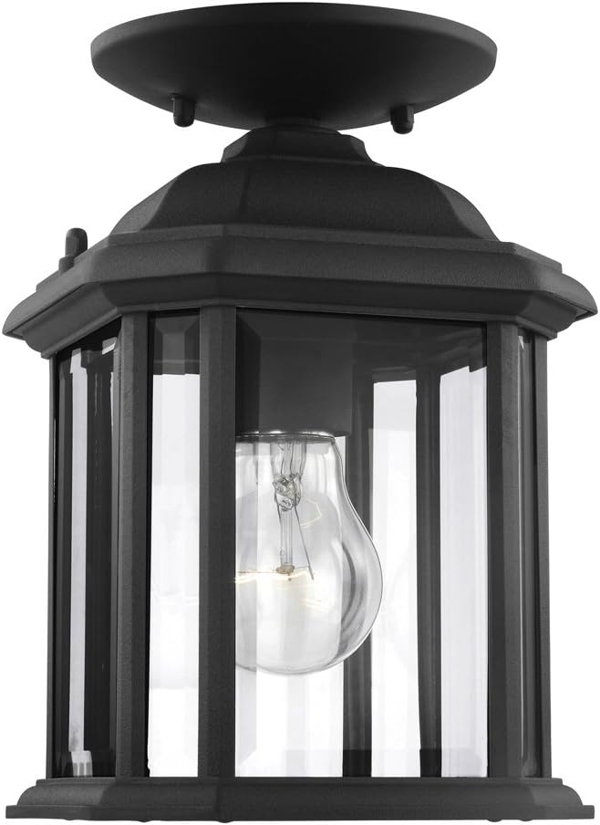 Generation Lighting 60029-12 Kent Outdoor Semi Flush Mount Convertible Pendant Outside Fixture, One - Light, Black, 1-Light, cETL Listed, Safety Rated for Wet Locations - Image 2