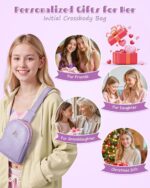 Girls Purse, Gifts for 8 9 10 11 12 13 14 15 16 Year Old Girl, Initial Crossbody Bag for Girls, Birthday Gifts for Daughter Granddaughter, Tween Teen Girl Trendy Stuff, 5th 8th Grade Grad Gift - Image 2