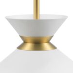 Globe Electric 1-Light Pendant Light, Matte Brass Finish, White Tapered Metal Shade with Ring Detail, Adjustable Rods, Dimmable, E26 Base, 67000197 - Image 2