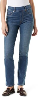 Gloria Vanderbilt Womens Shape Effect Pull on High Rise Straight Leg Jean Standard