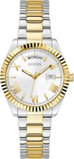 Guess Women's 36mm Watch - Two-Tone Stainless Steel Strap White Dial Two-Tone Case