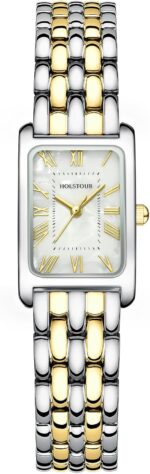 HOLSTOUR Gold Watches for Women Vintage Bracelet Roman Dial Rectangular Case Gold Watch Waterproof with Tools