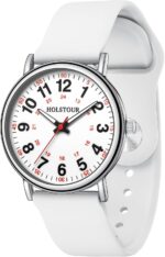 HOLSTOUR Nurse Watch for Healthcare Professionals, Students, Women & Men | Clear and Easy to Read, Luminous Dial, 12/24 Hour Military Time Display With Second Hand, Colored Silicone Strap