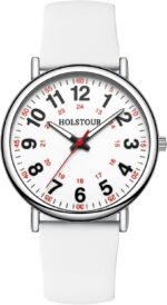 HOLSTOUR Nurse Watch for Healthcare Professionals, Students, Women & Men | Clear and Easy to Read, Luminous Dial, 12/24 Hour Military Time Display With Second Hand, Colored Silicone Strap - Image 2