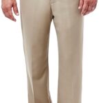 Haggar Men's Cool 18 Classic Fit Flat Front Hidden Expandable Waistband Casual Pant