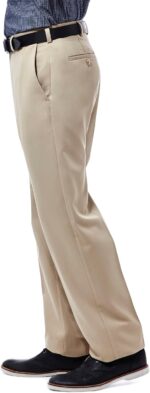 Haggar Men's Cool 18 Classic Fit Flat Front Hidden Expandable Waistband Casual Pant - Image 2