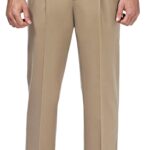 Haggar Men's Premium No Iron Khaki Classic Fit Pleat Front Pant (Regular and Big & Tall Sizes)