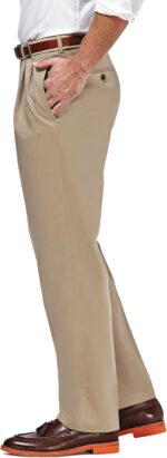 Haggar Men's Premium No Iron Khaki Classic Fit Pleat Front Pant (Regular and Big & Tall Sizes) - Image 2