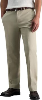Haggar Men's Premium No Iron Khaki Straight Fit Flat Front Casual Pant