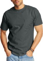 Hanes Men's Beefy-t Pocket, Heavyweight Cotton Pocket Tee for Men, Full-Cut T-Shirt, 1 Or 2 Pack