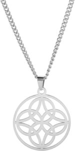 Infinity Dara Celtic Knot Necklace for Women Men Celtic Witches Knot Pendant Necklace Chain for Men Stainless Steel Irish Talisman Pagan Wiccan Jewelry Birthday Gift