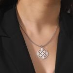 Infinity Dara Celtic Knot Necklace for Women Men Celtic Witches Knot Pendant Necklace Chain for Men Stainless Steel Irish Talisman Pagan Wiccan Jewelry Birthday Gift - Image 2