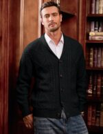 JMIERR Men's Casual Wool Blend Cardigan Sweaters Long Sleeve Shawl Collar Buttons Down Cable Knit Sweater - Image 2