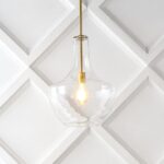 JONATHAN Y 13.25" Brass Gold/Clear Mid-Century Modern 1-Light LED Pendant Light Fixture, Adjustable Schoolhouse Hanging Lamp for Kitchen Island, Clear Glass Shade, LED Bulb Included (JYL6401C) - Image 2