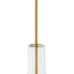 JONATHAN Y 13.25" Brass Gold/Clear Mid-Century Modern 1-Light LED Pendant Light Fixture, Adjustable Schoolhouse Hanging Lamp for Kitchen Island, Clear Glass Shade, LED Bulb Included (JYL6401C)