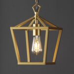 JONATHAN Y 8" Gold Painting Lantern Pendant Light, 1-Light Pagoda Style Metal Cage Farmhouse Hanging Ceiling Fixture for Kitchen Island, LED Bulb Included (JYL7618B) - Image 2