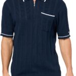 KARL LAGERFELD Men's 1/4 Zip Ribbed Fitted Collared Sweater