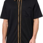 KARL LAGERFELD Men's Woven Short Sleeve Color Contrasting Chest Pocket Shirt